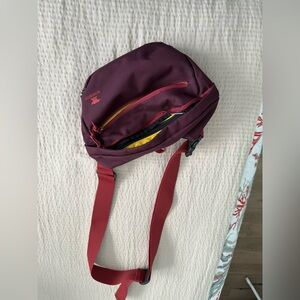 Maroon Mountain smith Crossbody Bag with Red Strap never used